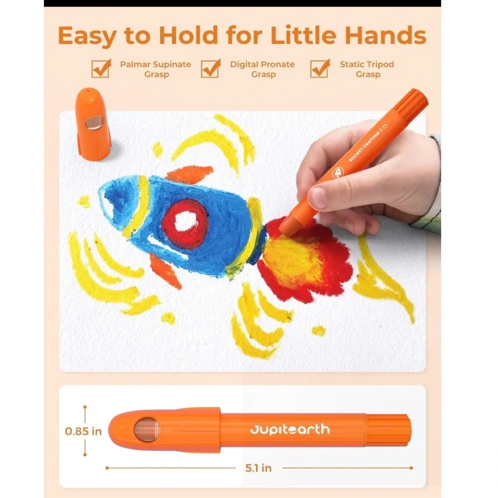 Jupitearth‎ Rocket Crayons 18 Vibrant Colors Twist Up Design For Kids